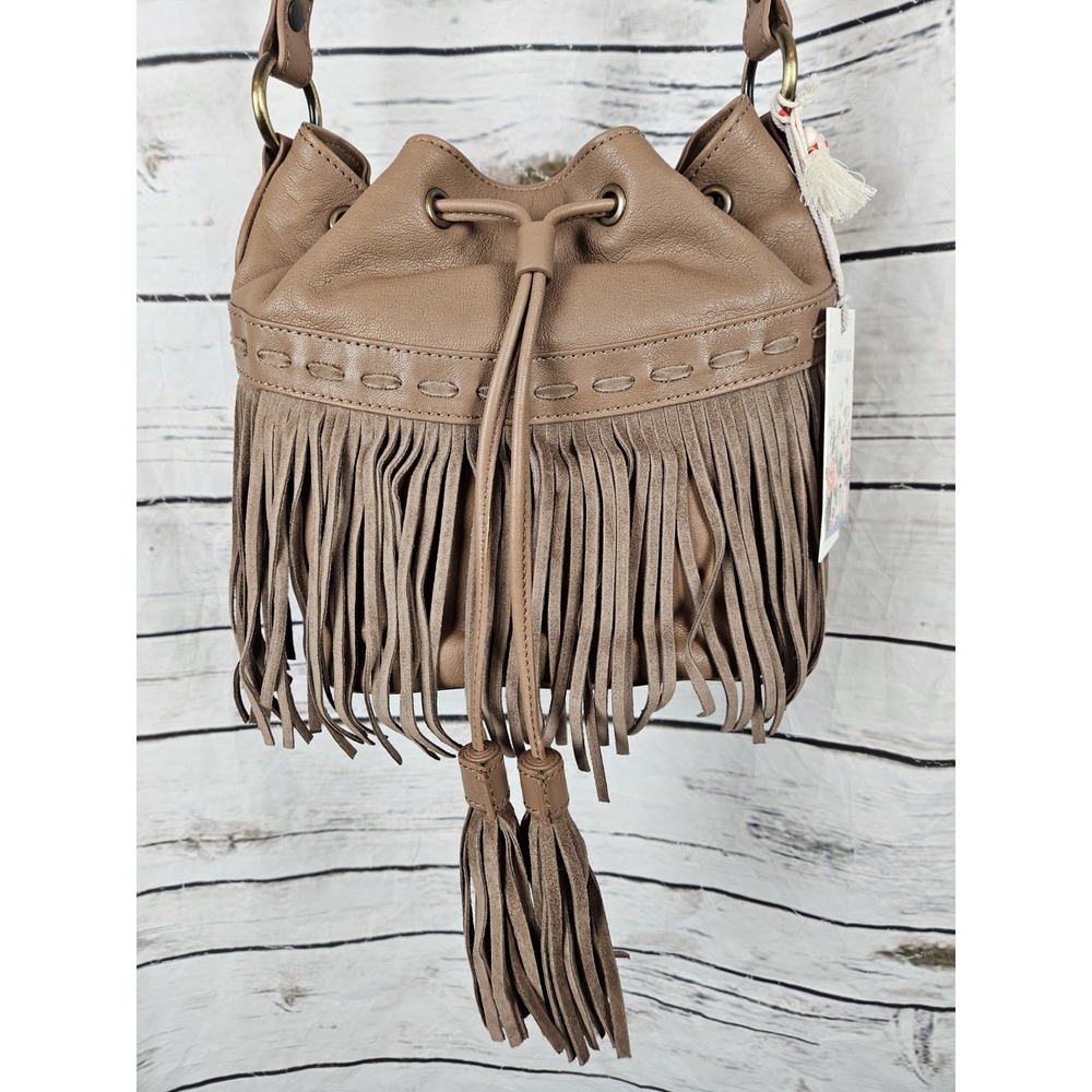 Johnny Was Italian Leather Fringed Bucket Bag NWT Sienna Tassel Crossbody